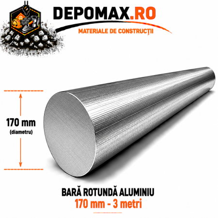 Bara rotunda aluminiu 170 mm, 3 metri, EN AW-6082